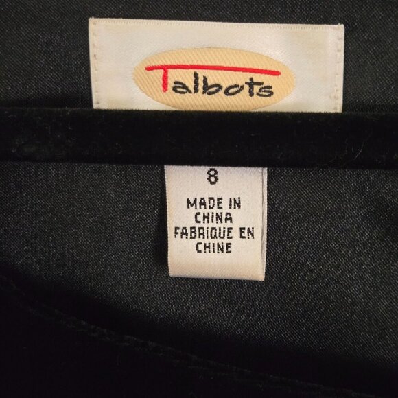 Talbots Vintage Square Neck Short Sleeve Black Velvet Classic Dress Size 8 - Picture 3 of 4